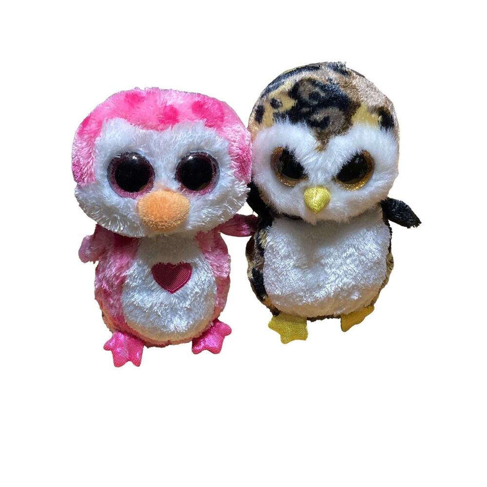 Ty Beanie LOT Boo Boos Juliet Pink‎ Owl 6" With Owliver LOT Camo